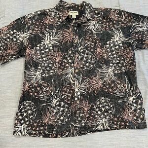 Cooke Street Honolulu Pineapple Print Button Up Shirt Black XXL 100% Cotton